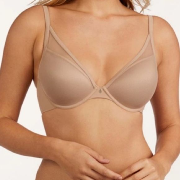 ThirdLove Taupe Nude 24/7 Classic Contour Plunge Underwire Push Up Bra 38D - Picture 1 of 6
